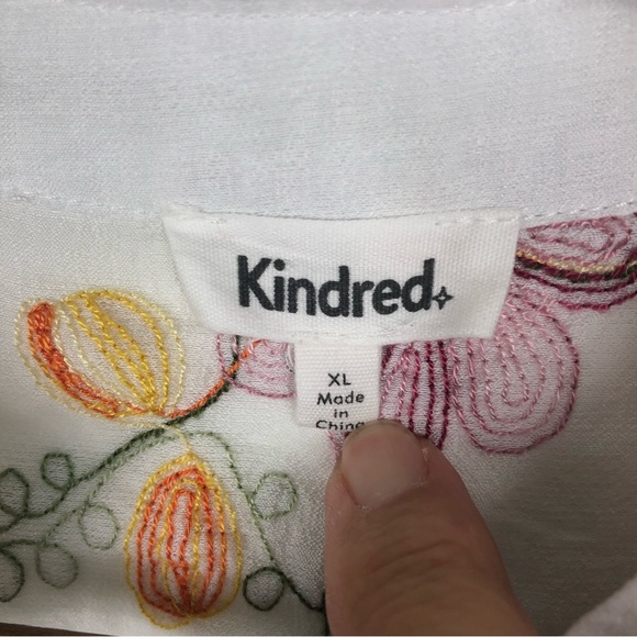 Anthropologie Kindred Button Front Embroidered Peasant Boho Cottage Blouse XL - Picture 3 of 7